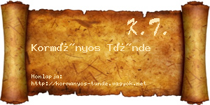 Kormányos Tünde névjegykártya
