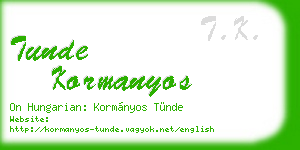 tunde kormanyos business card